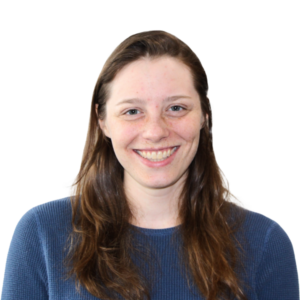 Portrait of a smiling woman with long hair, transparent background.
